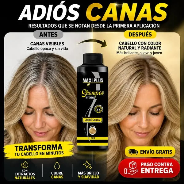 SHAMPOO CUBRE CANAS MAXIPLUS + OBSEQUIOS